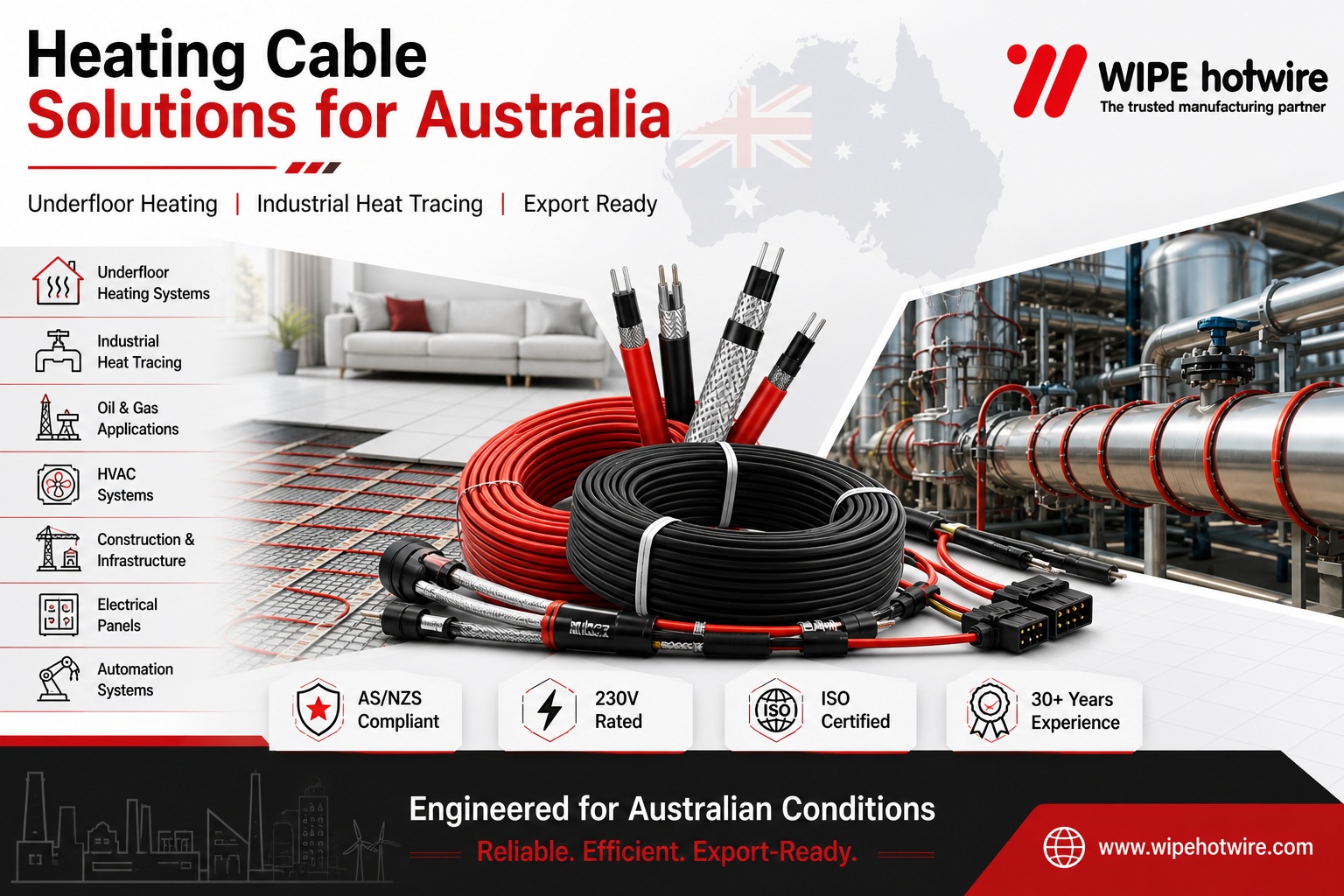 WIPEHOTWIRE electric underfloor heating cable for Australian home