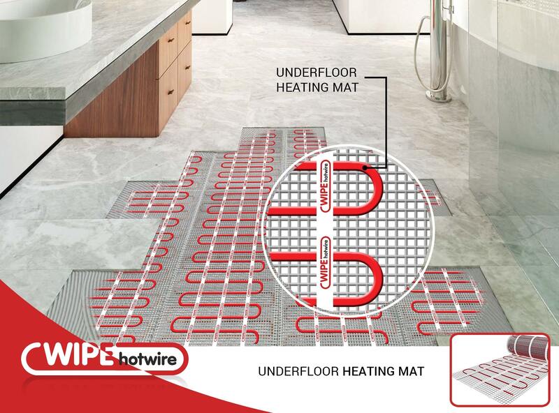 Electric underfloor heating mat installed in a European bathroom
