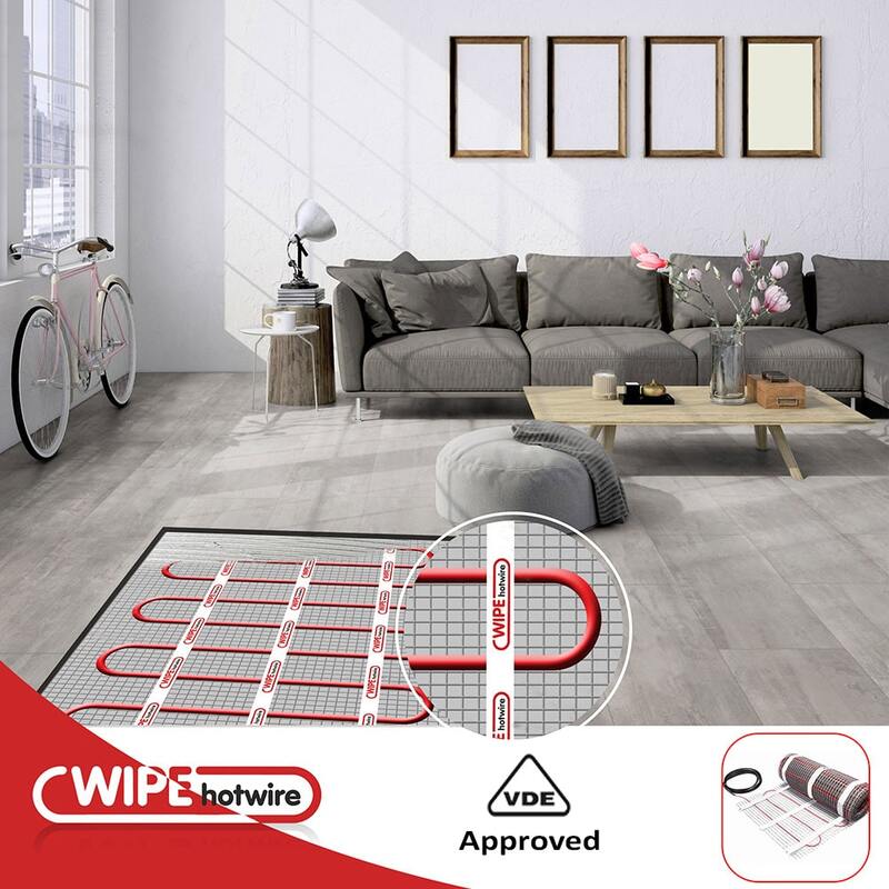 Thermostat-controlled floor heating system in a European kitchen